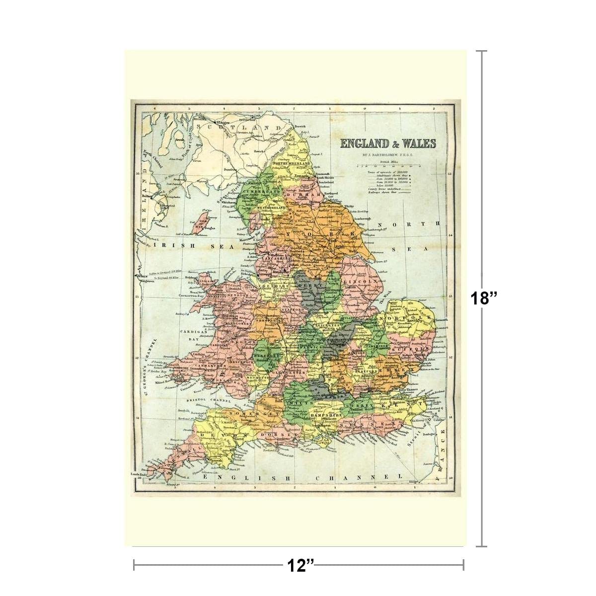Amazon.com - England and Wales 19th Century Antique Style Map Cool